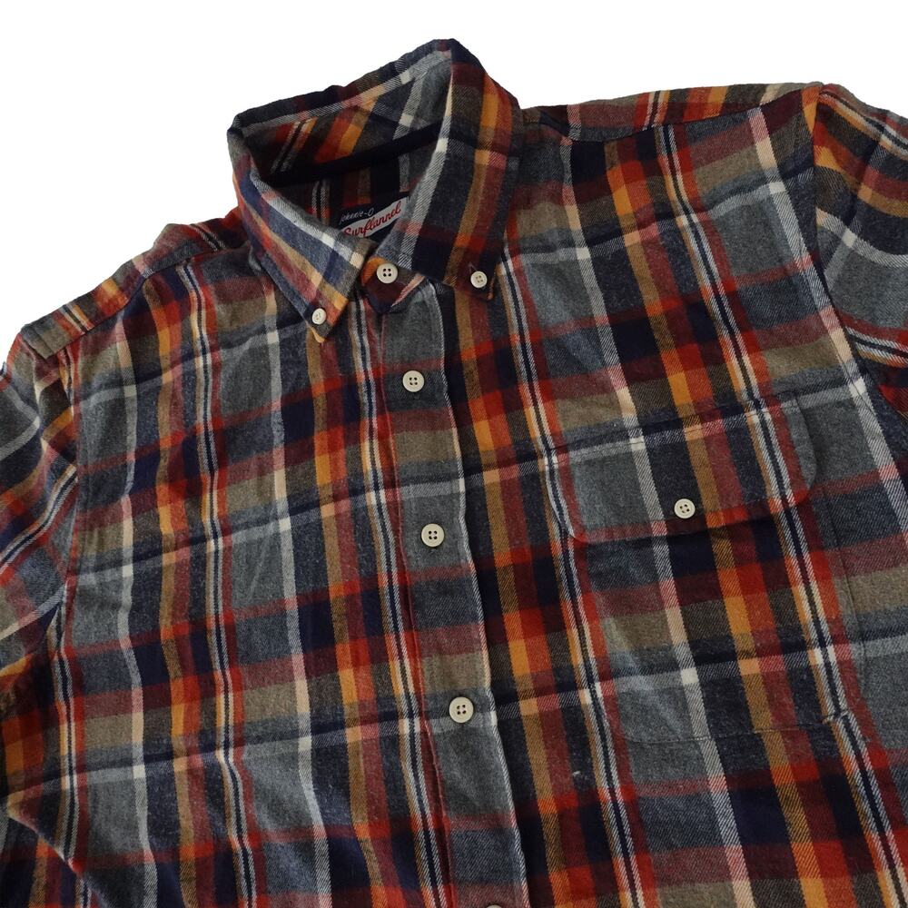 Johnnie-O Surf Flannel Elbow Patch Plaid Button Up Shirt Cotton Men's Large